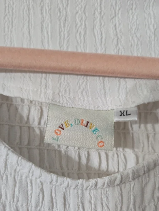 White Smocked Puff-Sleeve Peplum Top - Picture 2 of 6